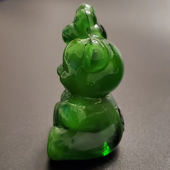 Vntg Boyd "Patrick the Bear" Emerald Clear & Opaque Green Slag Glass - Picture 4 of 6